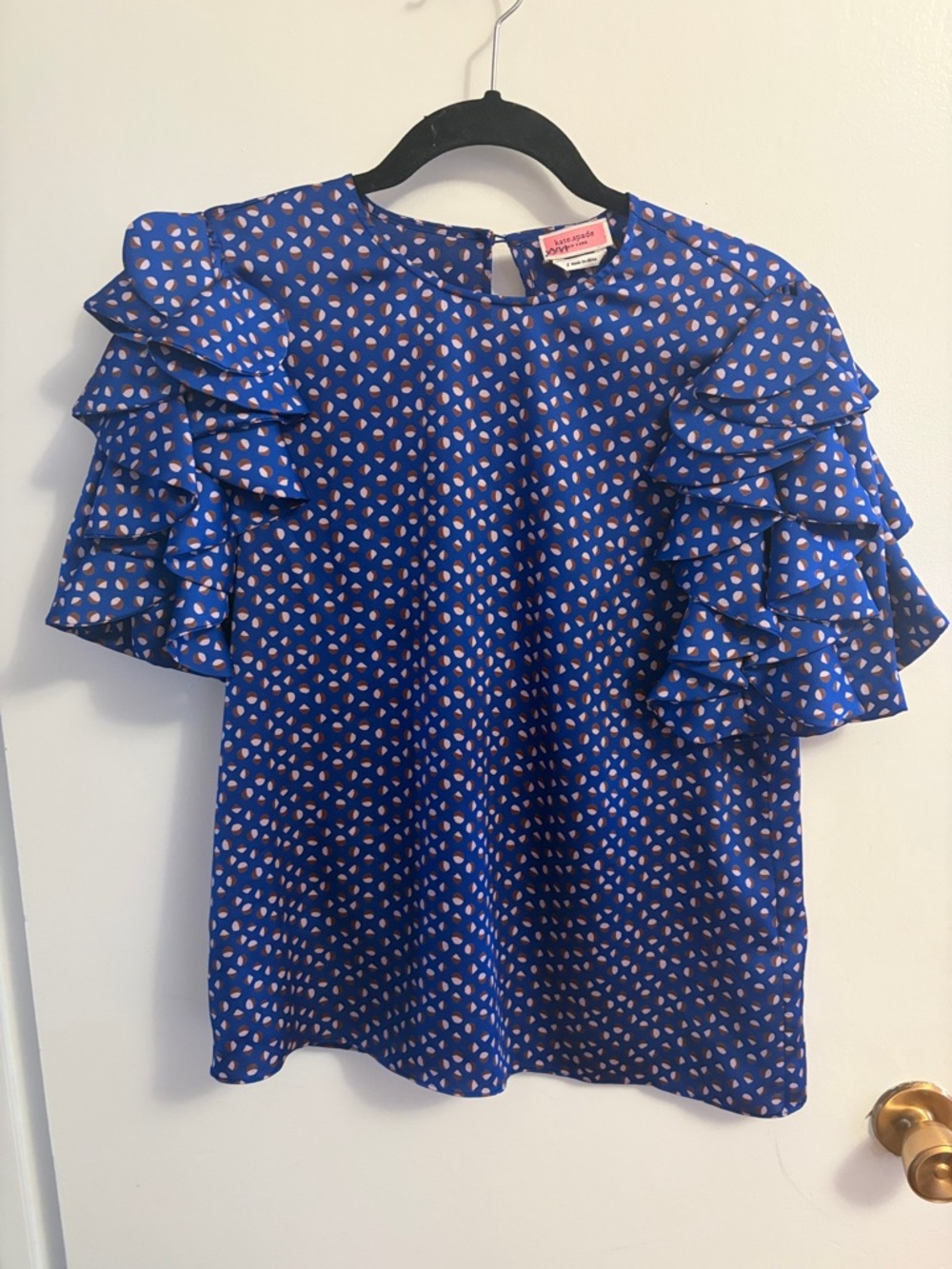 Kate Spade New York Geo Dot satin blouse size small - Picture 5 of 8
